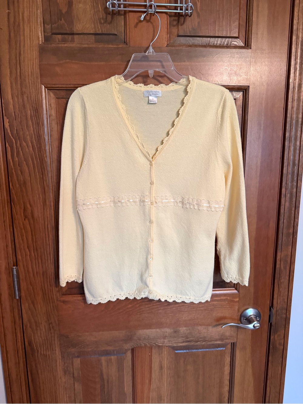 Christopher & Banks Pale Yellow V-Neck Button Cardigan